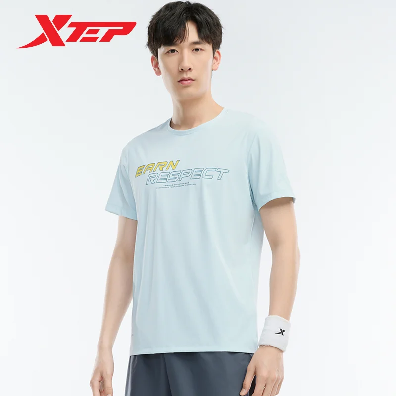 Xtep 남성용 반팔 니트 셔츠, 편안한 레저 야외 상의, Normcore 부드러운 남성 티셔츠, 2022 여름 978229010199